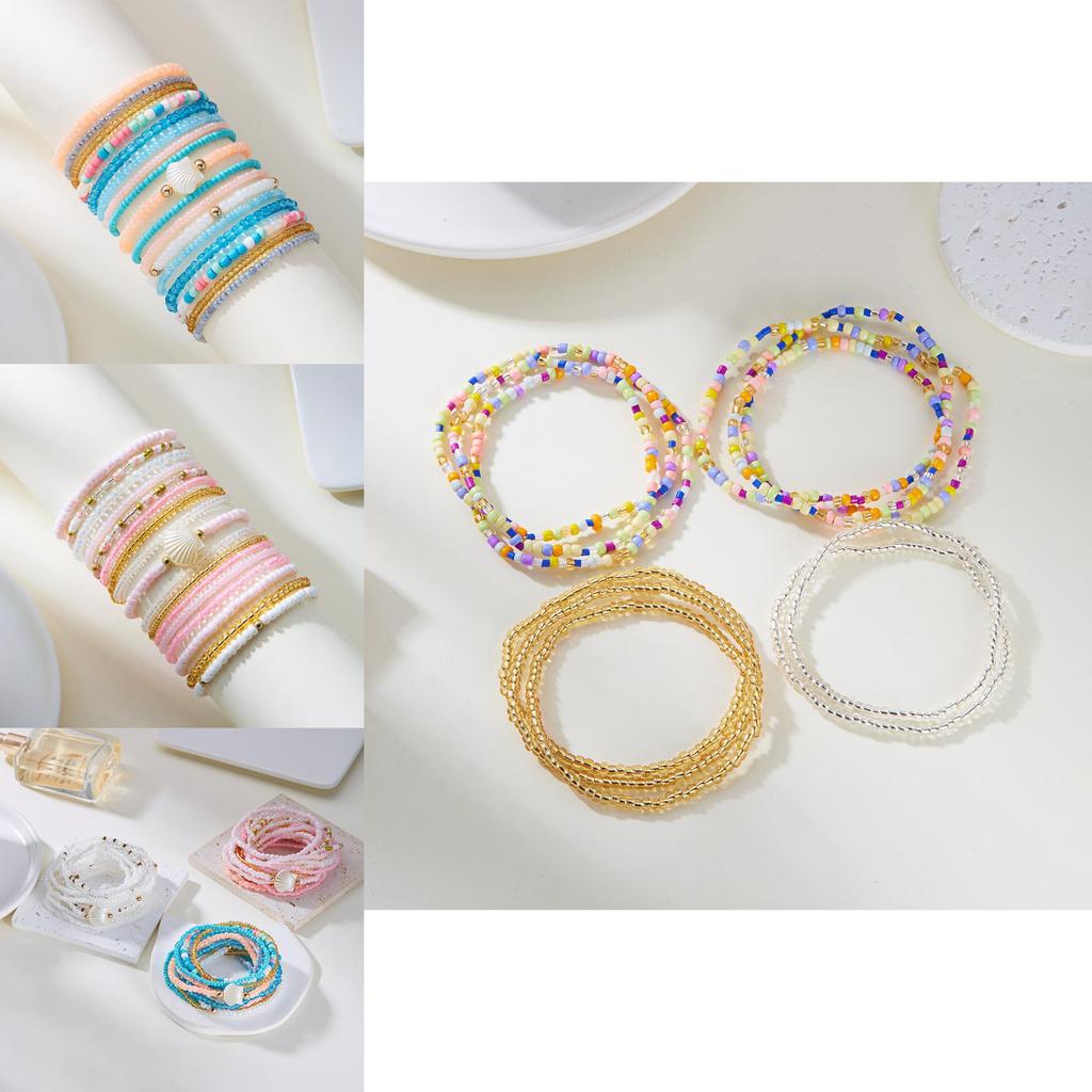 Western Ethnic Style Multiple Layer Bead Bracelets With Shell Elements For Women