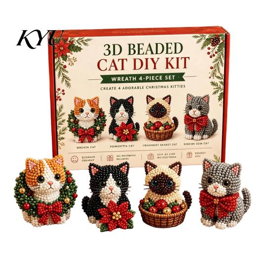 Parent Child Interactive Activity 3D Beaded DIY Kit, Lifelike Christmas Animal Beading Craft Set, Set for Kids Handmade Easy Embroidery Kit And Adults