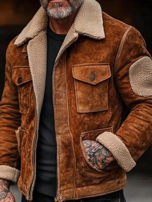 Jaqueta Masculina Casual de Negócios em Lã de Cordeiro com Zíper 2024 - Coleção Outono/Inverno