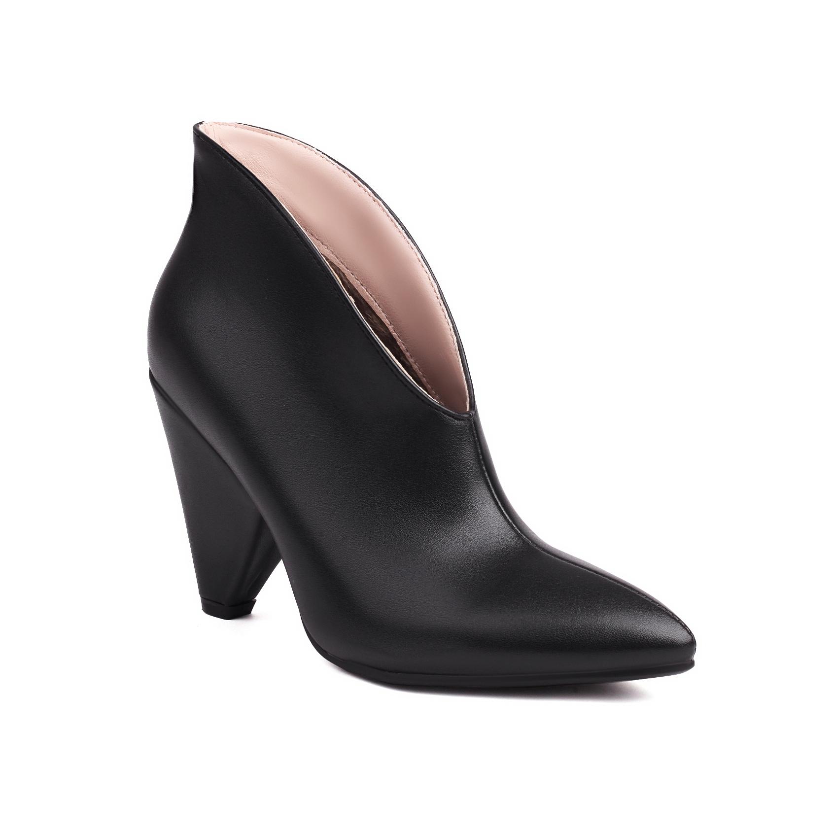 

Q/женские туфли на высоком каблуке, модные и простые, на остром толстом каблуке, большого размера, однотонные, всесезонная обувь. 34 чёрный