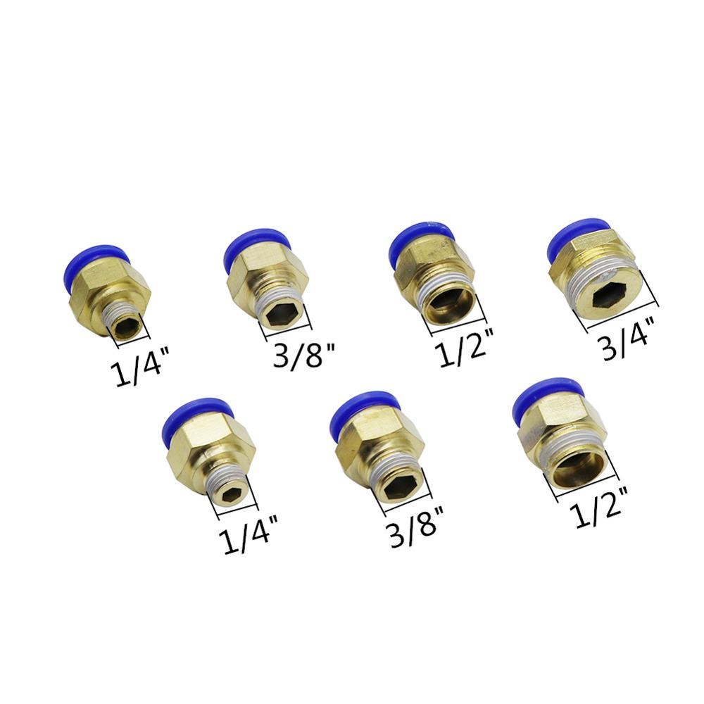 Air Pneumatic 14mm 16mm Hose Tube 1/4" 1/8" 3/8" 1/2" 3/4" Male Thread Air Pipe Connector Quick Coupling Brass Fitting 1 Pcs