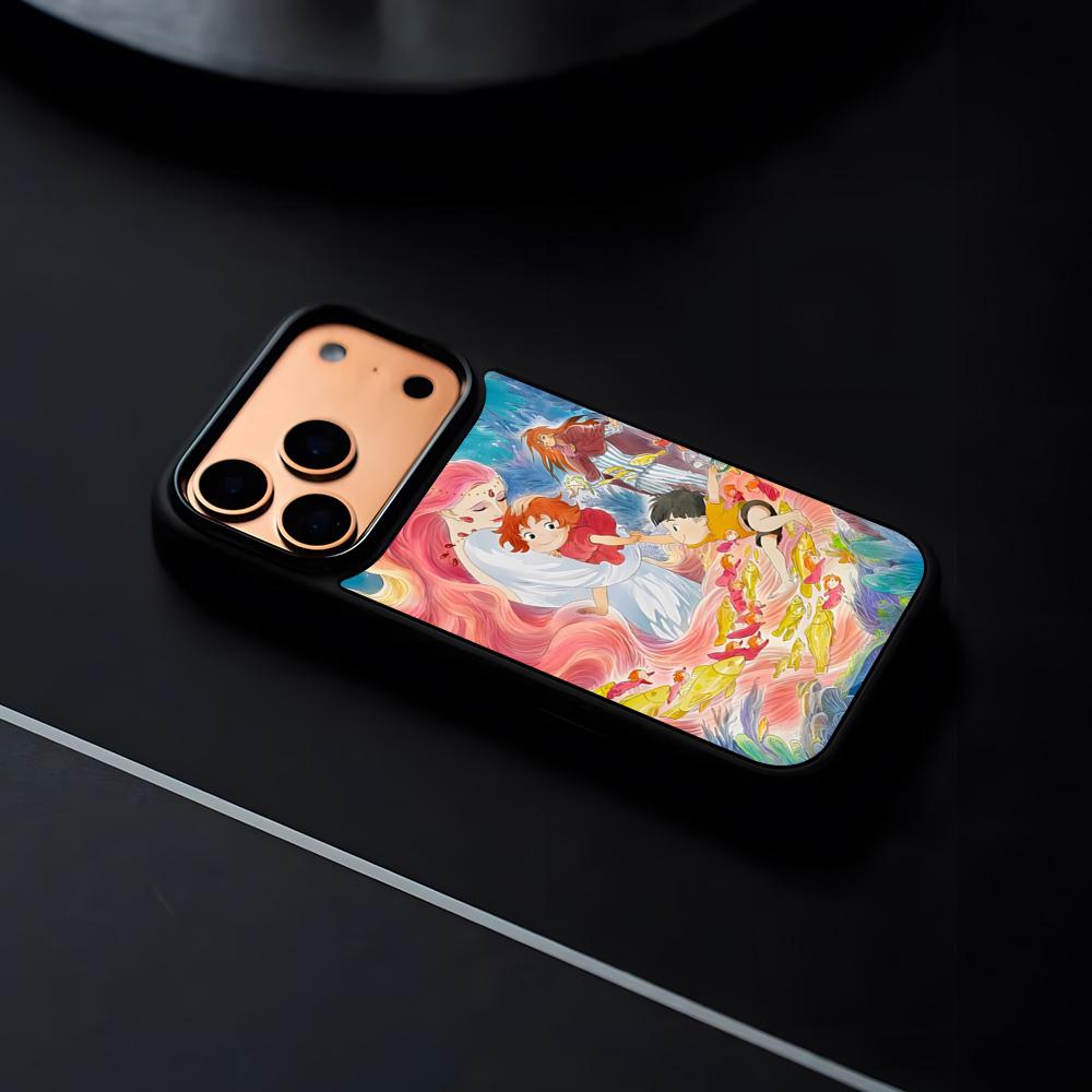 

Movie Cute-PonyoES Phone Case For IPhone 17 16 15 14 13 12 Pro Max Plus Black Frame Hard Shell iPhone 16e