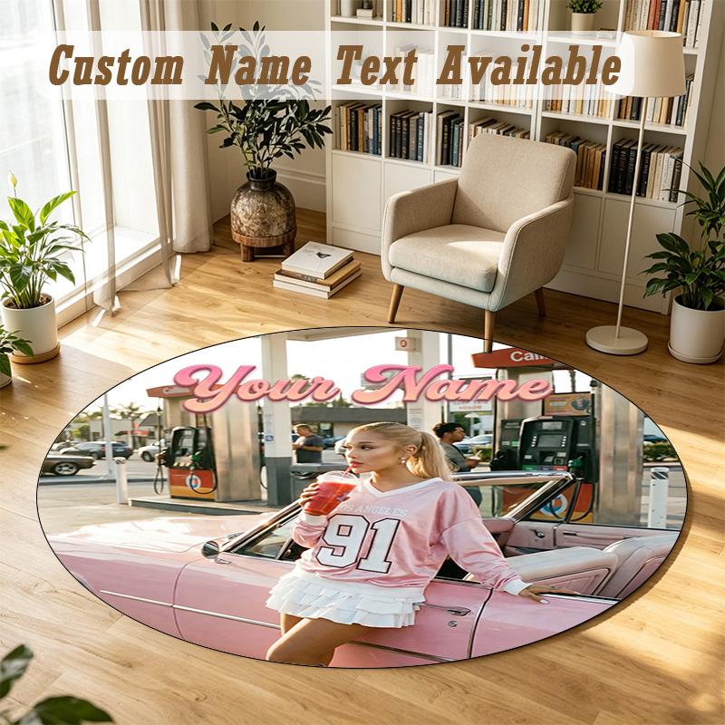 Round Rug Custom NameAriana Grande Pattern Non Slip Carpet Home Floor Decor