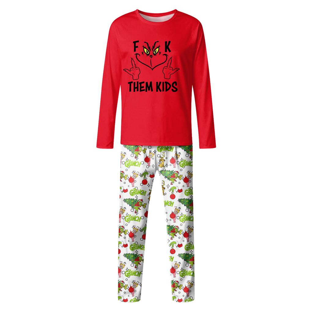 Print Cute Family Set Pajamas, Home Clothes, Family Set Long Sleeve Top Pants Set