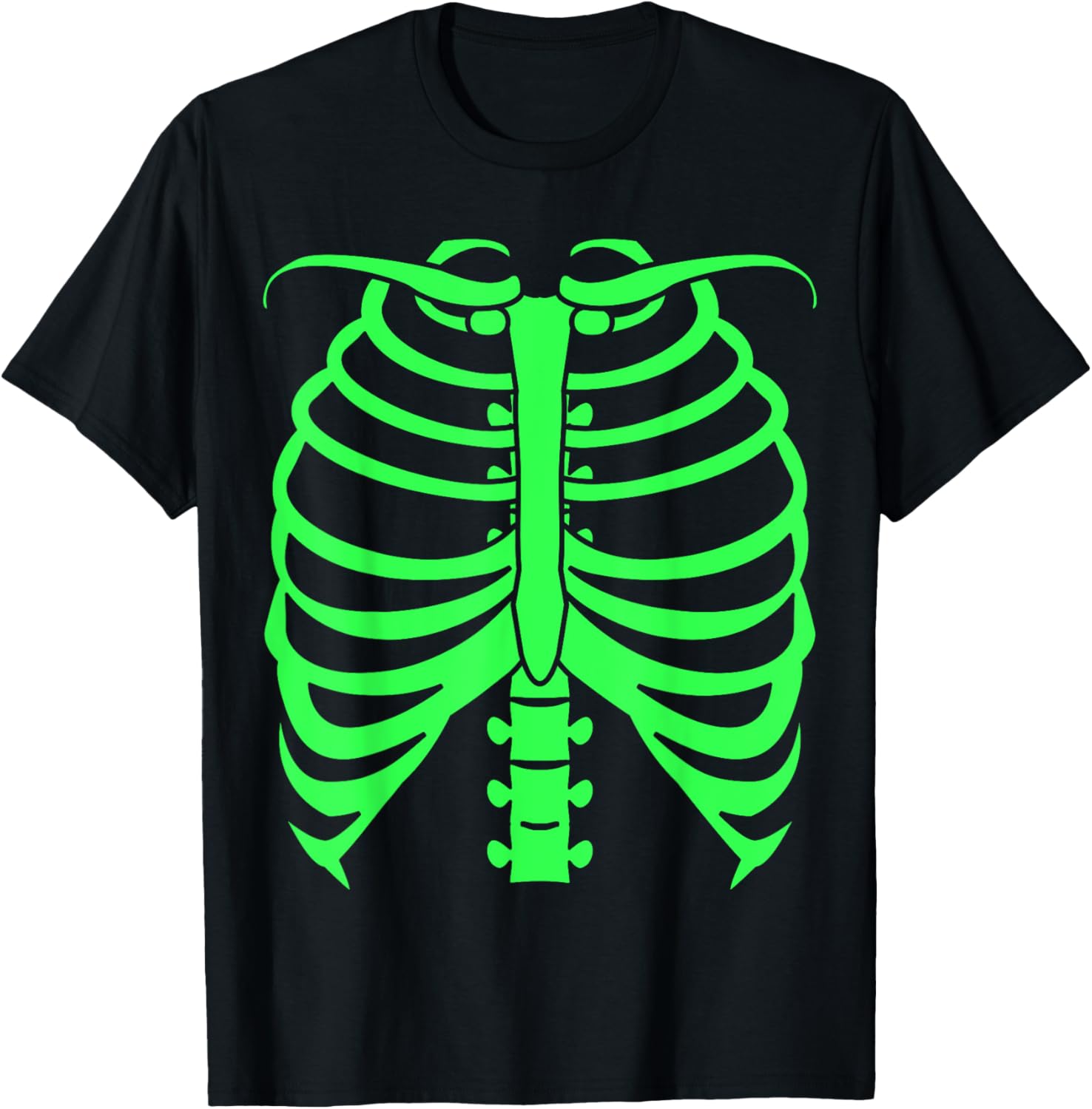 Scary Neon Green Skeleton Bones Halloween T-Shirt XL