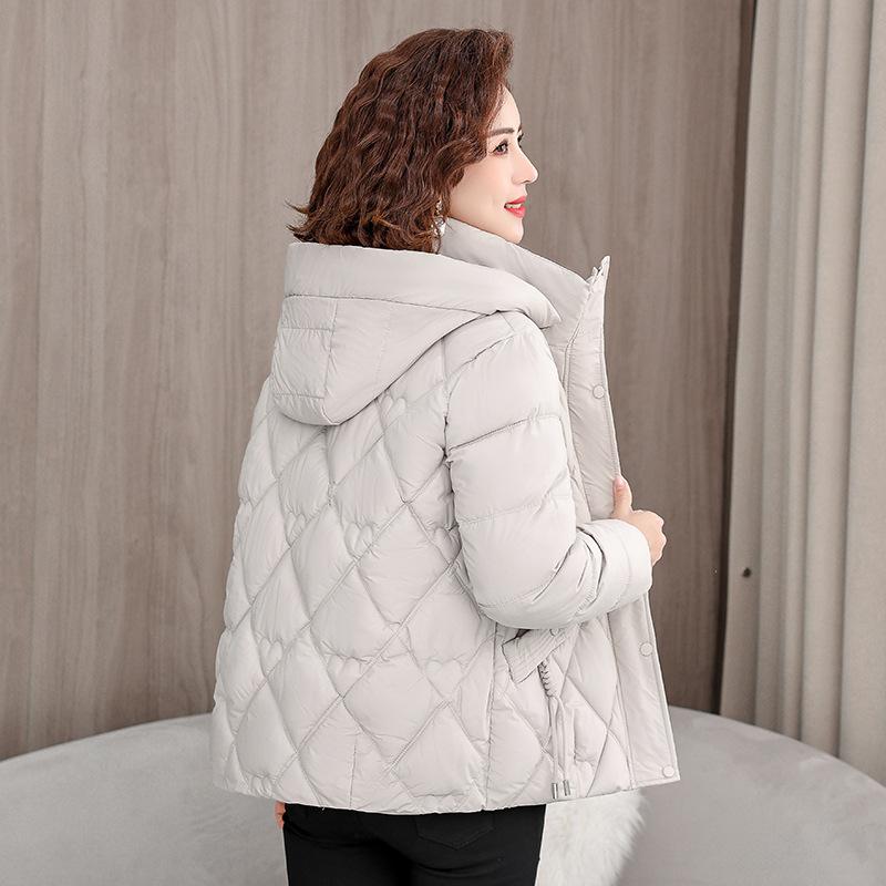 

Нова бавовняна куртка для жінок, коротка, великого розміру, з капюшоном, осінньо-зимового темпераменту, бавовняна куртка для матері 3XL