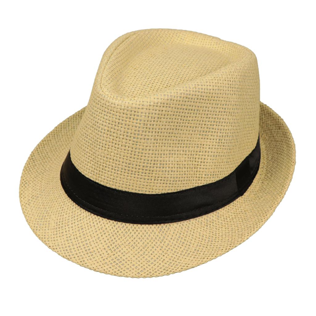 Sombrero Trilby para Adultos Transpirable Estilo Británico Sombrero de Paja Tejida Sombrero para Fiesta de Festival de Adultos Hueco Camping Pesca Sombreros Fedoras