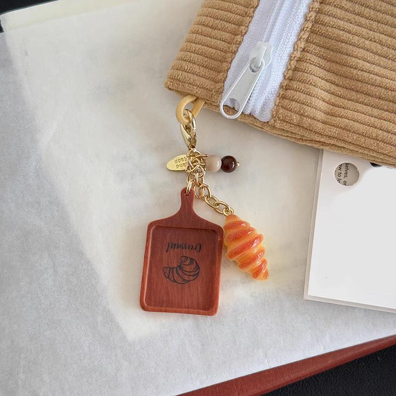 Cute Croissant Bread Keychain Creative Simulation Food Keyring Lovely Bag Pendant Backpack Hanging Decoration For Girl Gifts