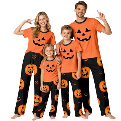 Matching Family Halloween Printed Short Sleeve Loungewear Set for Parents and Kids