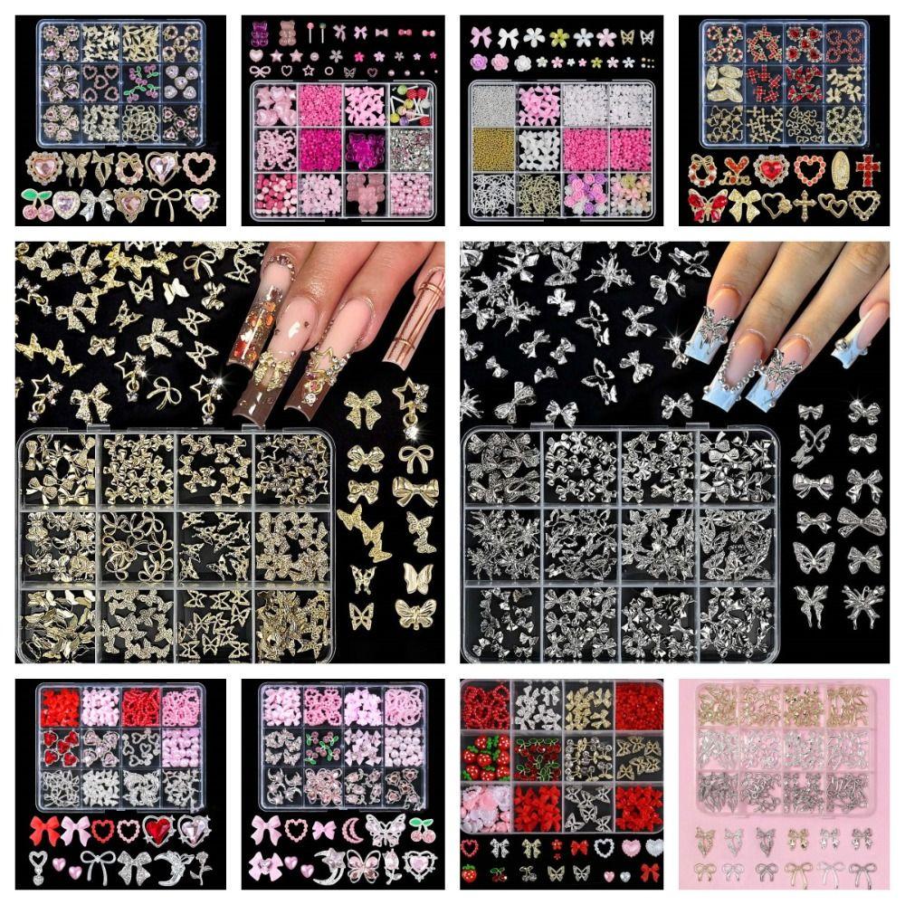 Glass Crystal 3D Fingernail Rhinestones Mixed Shape DIY Nail Art Decorations  for Women