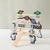 Children's Balance Ability Montessori Toy Wooden Astronaut Button Beaded Blocks Stacking Game Kids Educational Toy Gift with Box