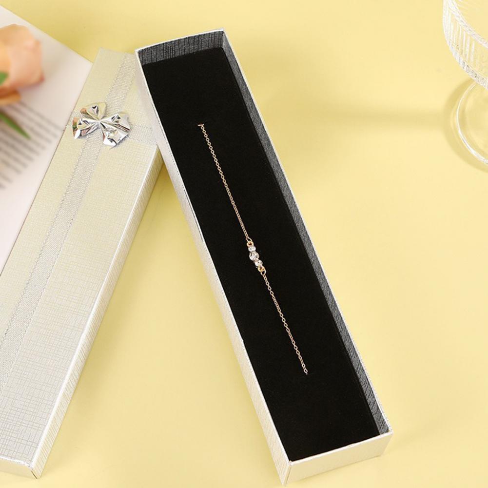 Obdélníková šperkovnice s víkem mašlí Den svatého Valentýna Družička Svatba Narozeniny Dárková krabička Krabička na balení náhrdelníku náramku