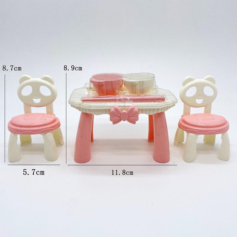 1 Set Kitchen Accessories Dollhouse Miniature Dining Table Chair Model Bowl And Chopstick Kit Mini Furniture Model Decor Toy