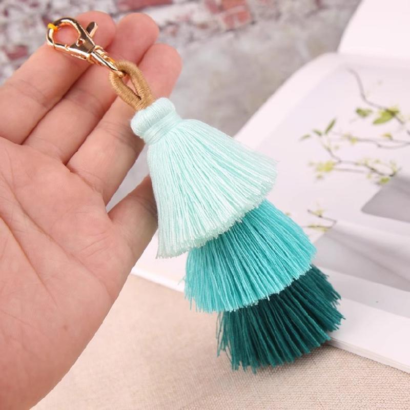 Three-Layer Cotton Thread Fringed Bag Pendant Ethnic Style Keychain Bohemian Style 3-Layer Ear Pendant Bag Parts & Accessories