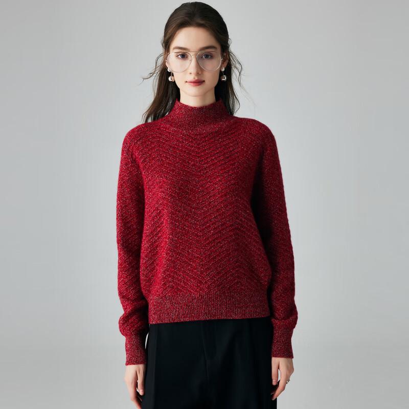 

Paluo Women s 100% Cashmere Twill Jacquard Mock Neck Sweater XL