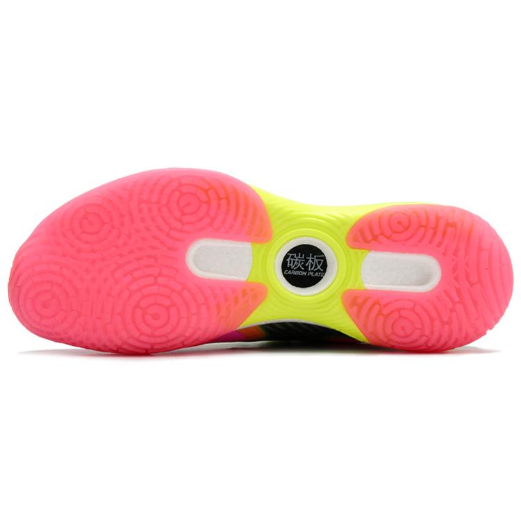 Li Ning Battle Halberd Cushioning Slip Resistant Abrasion Resistant Low Top Badminton Shoes Men's Pink Yellow Green AYAQ005-4