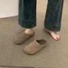 Retro round head felt bag head half slippers wearing cotton shoes lazy one pedal thick-soled velvet Birkenstocks