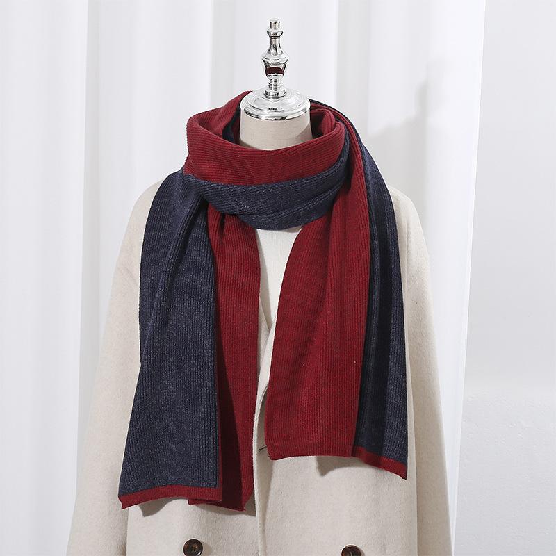 Fashionable  Color Blocked Versatile Scarf for Women  Winter Warm Long Scarf for Couples  Korean Style New Style