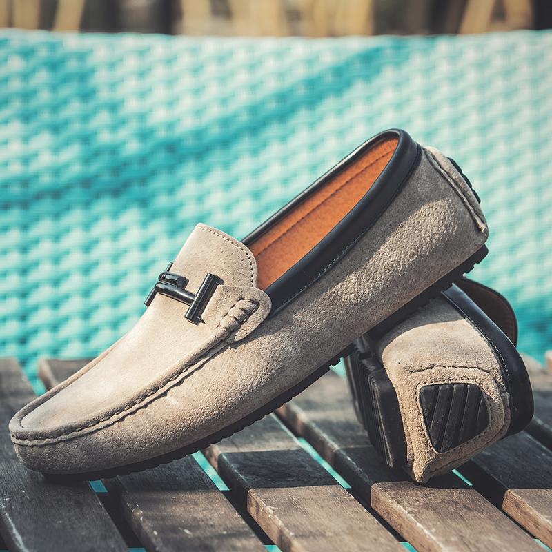 Luxury Spring Autumn Men Loafers Genuine Leather Suede Shoes Mens Driving Boat Shoes Slip-On Casual Moccasins Breathable Flats