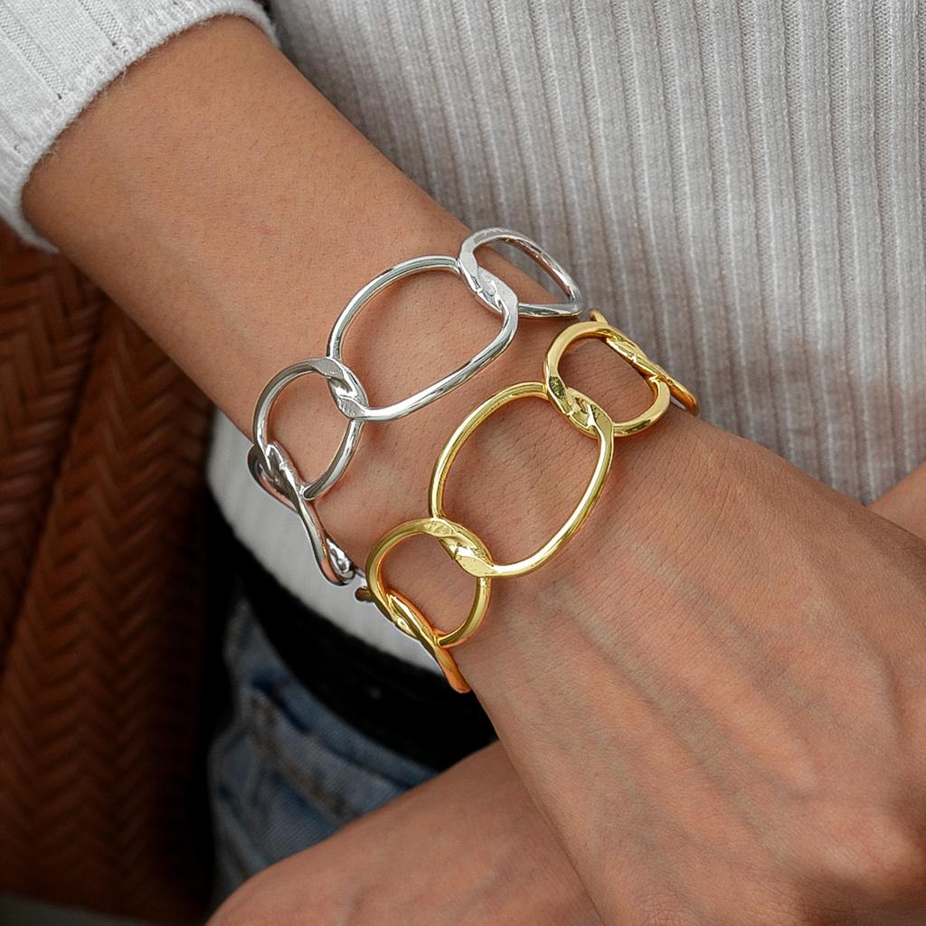 Metallic irregular geometric winding open bracelet unique personality jewelry
