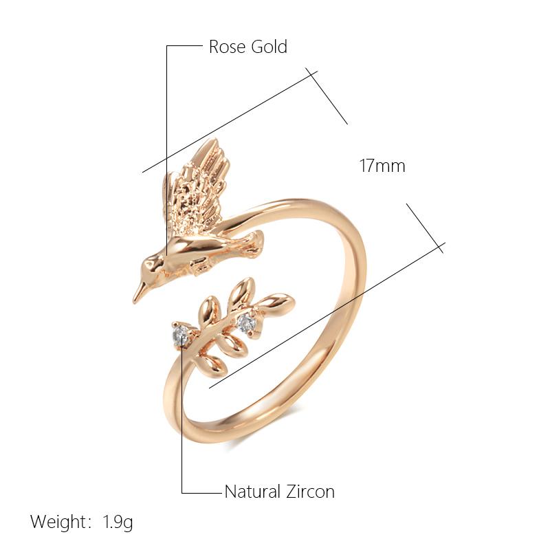 Kinel Bride And Leaves lahtised sõrmused naistele Roosa kullavärvi peened ehted