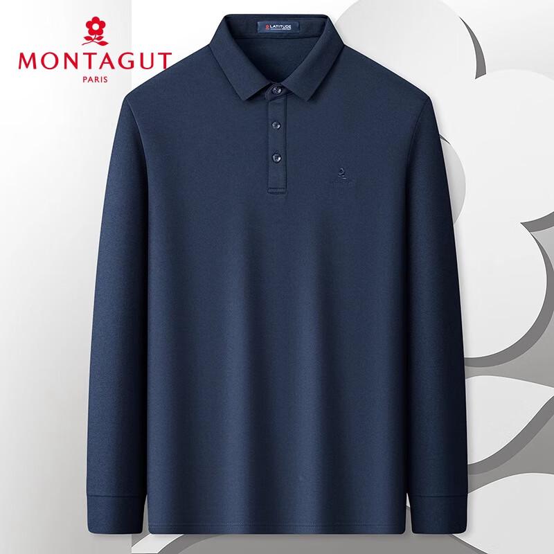 MONTAGUT Men s Silk Blend Embroidered Long-Sleeve Polo Shirt 54