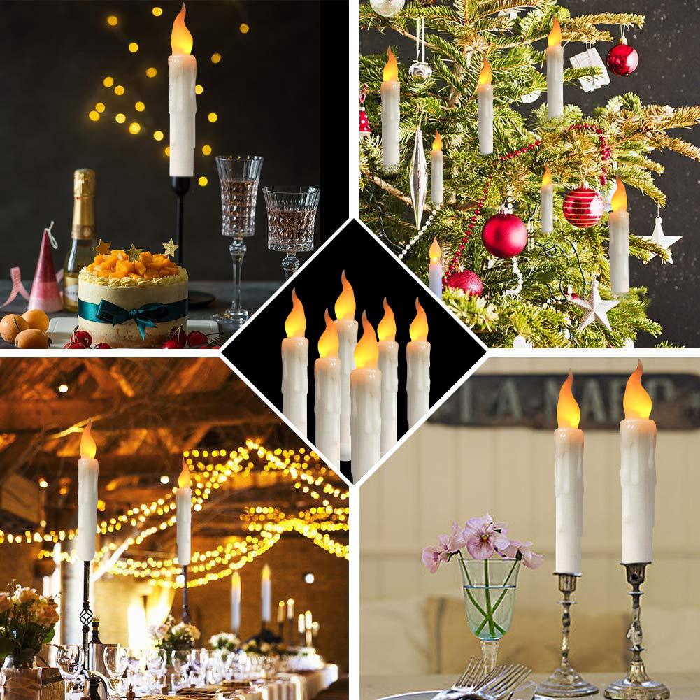6/11Pc LED Flameless Taper Candles 6.1/11"Tall Tapered Candle Battery Operated Warm White Flickering Flame Handheld Candlesticks