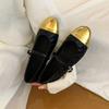 Flat-Bottomed Small Fragrant Style Color Matching Diamond Single Shoes Women'S Spring French Commuter Shoes One-Word Buckle Mary Jane Shoes