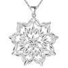 925 Silver Flower Pendant Necklace for Women Wedding Engagement Party Gift
