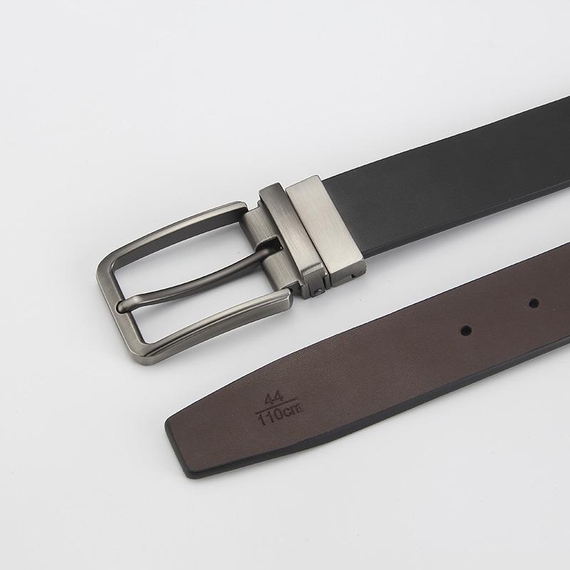 

Двухслойный кожаный ремень с пряжкой-штифтом Двусторонний из натуральной кожи Повседневный и модный ремень Вращающаяся пряжка для мужчин 110-130cm