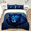Set Biancheria da Letto Leone Blu 3 Pezzi - 1 Copripiumino + 2 Federe(Nucleo non incluso), Poliestere Lavabile in Lavatrice yy251216103