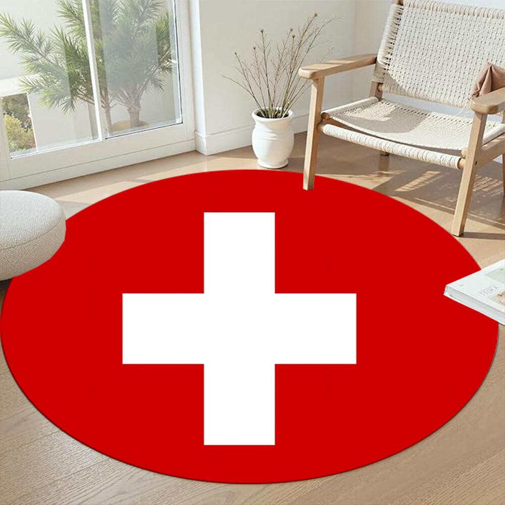 Flag Round Area Rug Suitable for Game Room Dining Room Balcony Dormitory Anti-slip Round Rug Decorate Offices Spiritual Gift