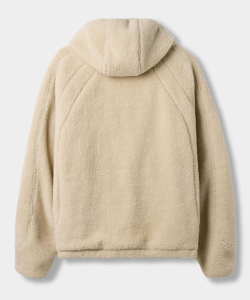 Dimitri Black Balaclava Slash Hood Zip-Up_Sherpa Fleece Beige