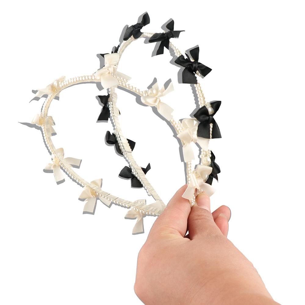 Headwear Bow Headband Ins Pearl Hair Hoop Sweet Pearl Hair Band  Girl