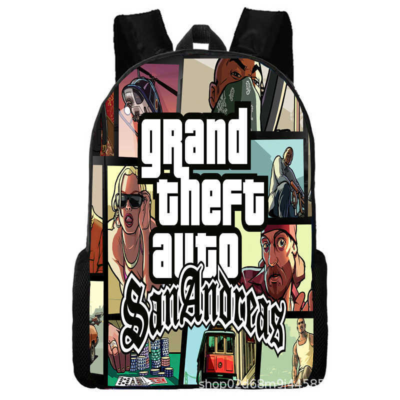 Grand Theft Auto Grand Theft Auto Peripheral Animation Backpack Men's and Women's School Bags