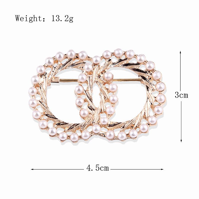 Accessories Double Ring Clothing Accessories Pearl Female Models Anti-glare Silk Scarf Buckle Alloy Brooch Corsage Long-Lasting Color Exquisite Brooch