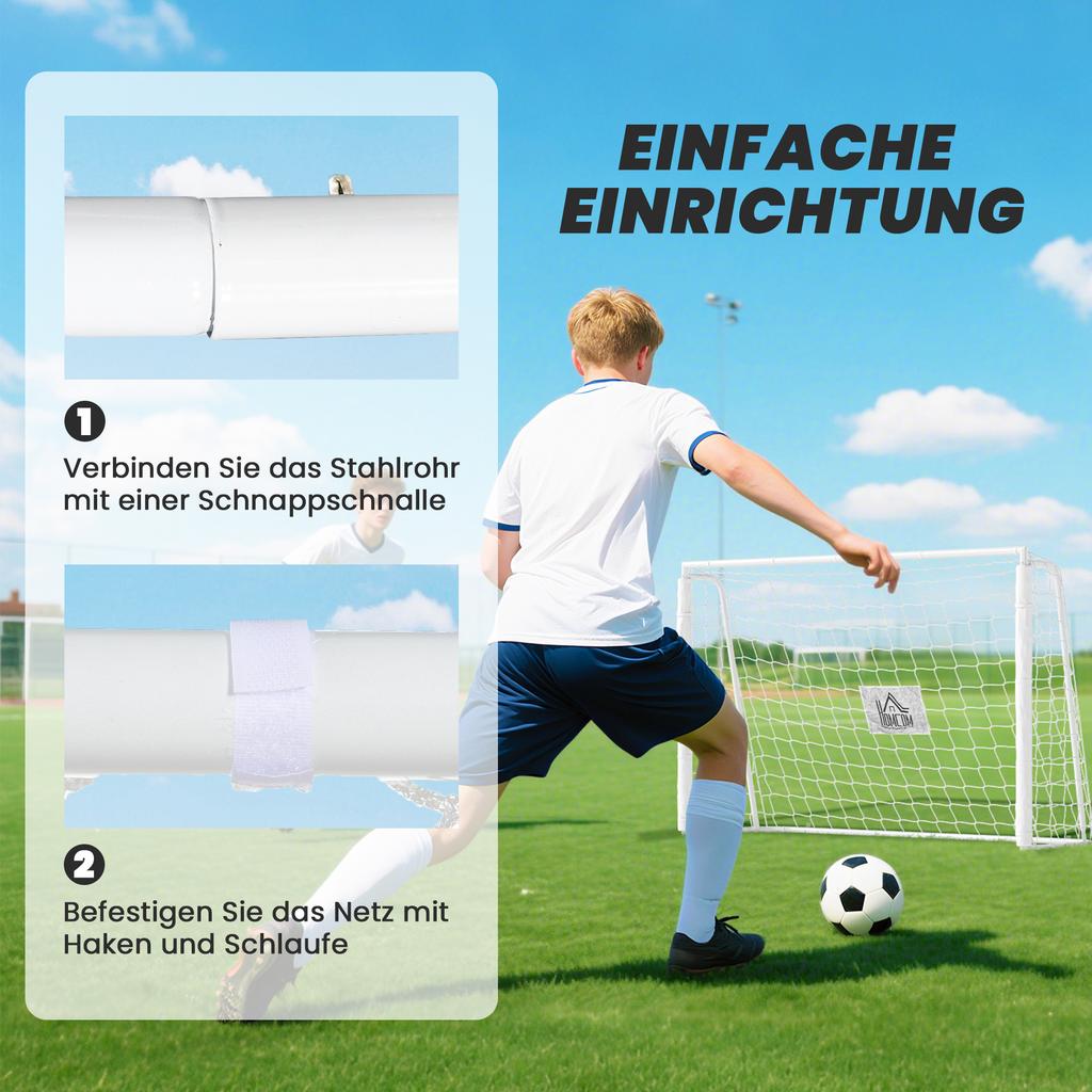 Soccer Goal for Kids, Target Marking, Shock-Absorbing Sleeves, Garden, 186x123cm, White