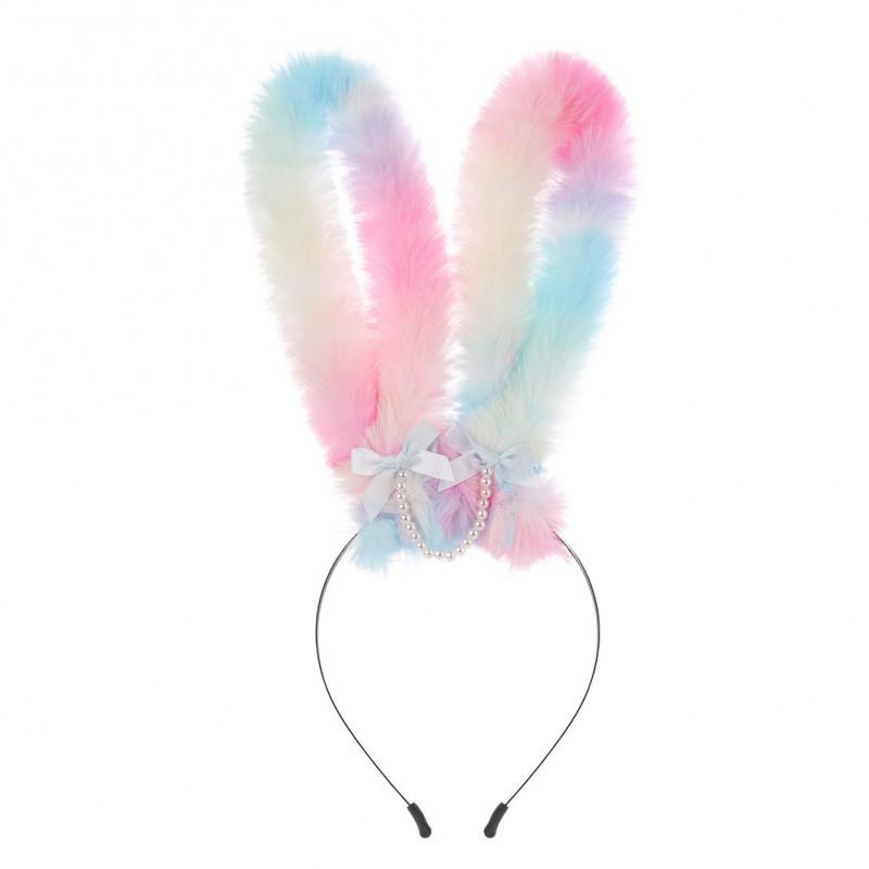 Handmade Plush Gradient Bunny Ears Headband Cosplay Accessory Women Men Costume Party Festival
