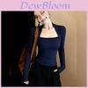 Form Fitting Long Sleeves Top With Solid Color And Square Collar For Spring