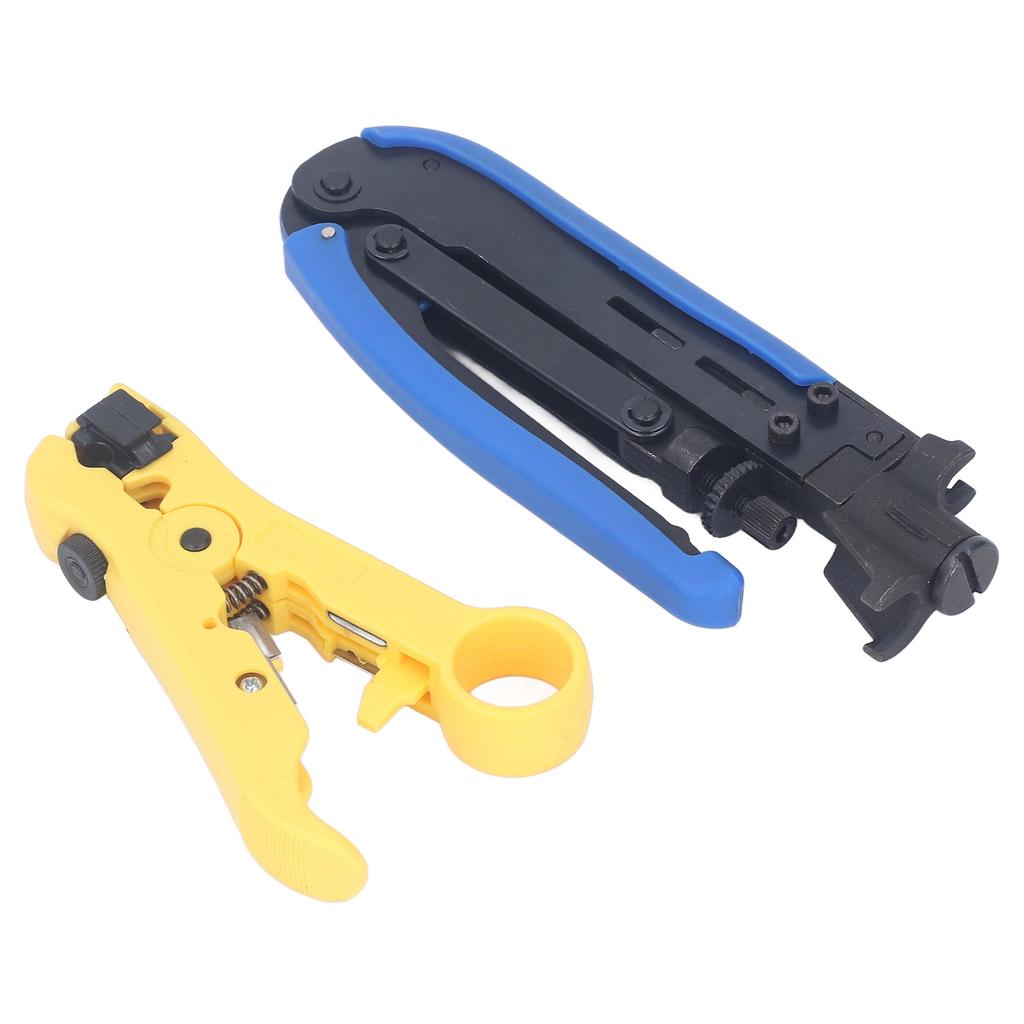 Coax Crimper Tool Kit for Cable Compression with Stripping Tool Wire Stripper 10pcs Connector