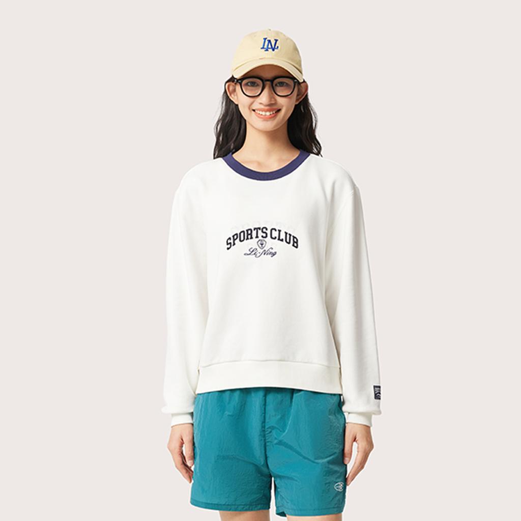 Li-Ning Comfortable Casual Versatile Long Sleeve T-Shirt Women Tops Off-White AWDV136-1