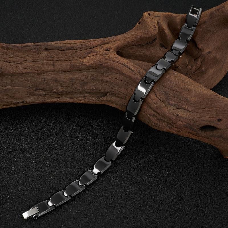 10mm Wide Bullet Head Black Ceramic Magnetic Bracelet Men Fashion Wristband Christmas Jewelry Gift Male Bracelets