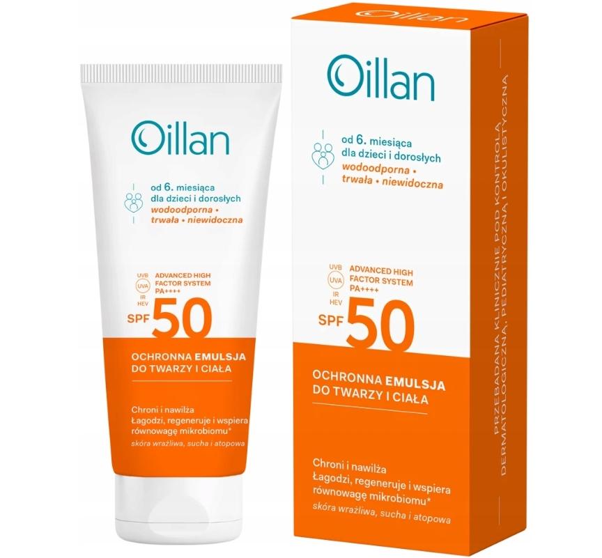 Oillan Protective Emulsion for Face and Body from 6. Month for Children and Adults SPF 50+, 100 Ml