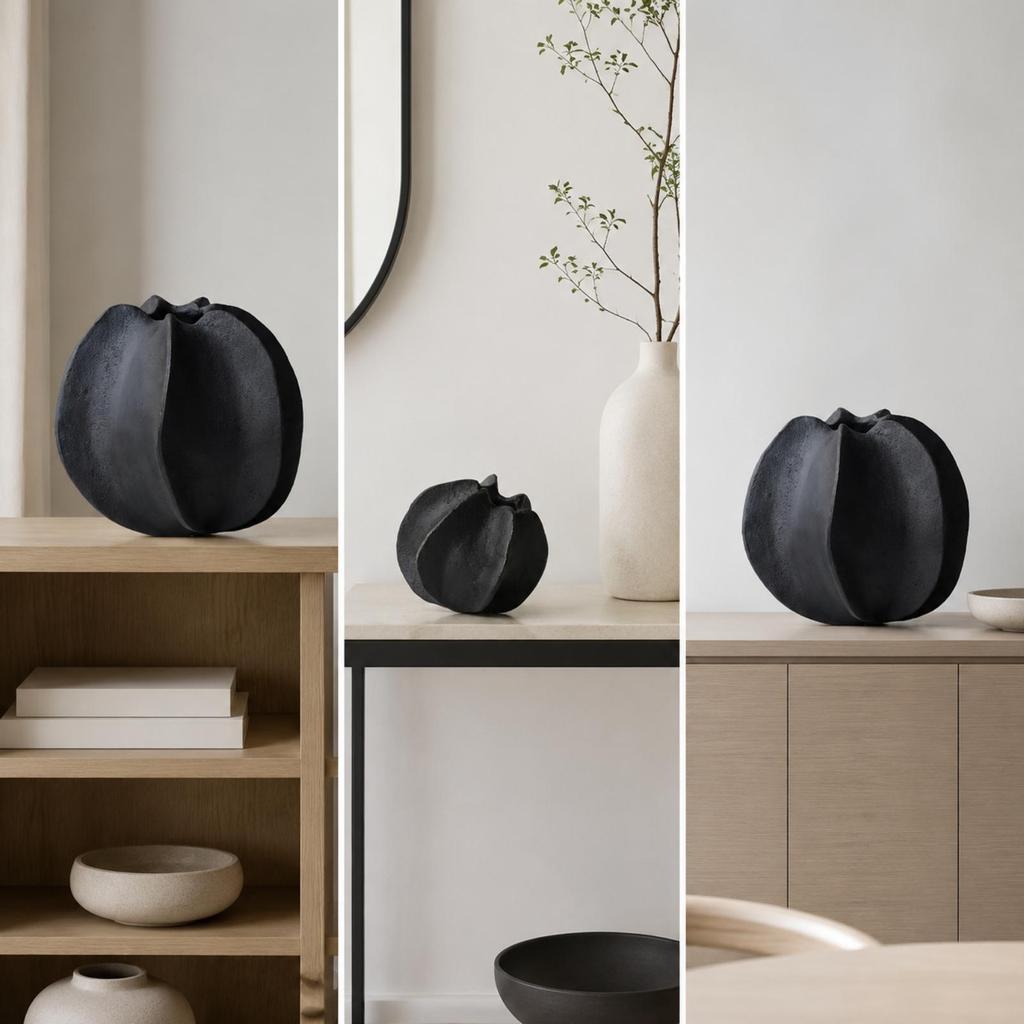 Sculptural Metal Sculpture | Vase Ornament, Minimalist, Tabletop for