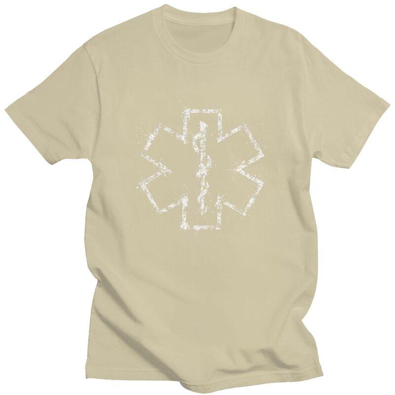 Custom Emt Star Of Life T Shirt Men Short Sleeve Pure Cotton Tshirt Leisure Paramedic Medic Ambulance Tees Streetwear Tshirts