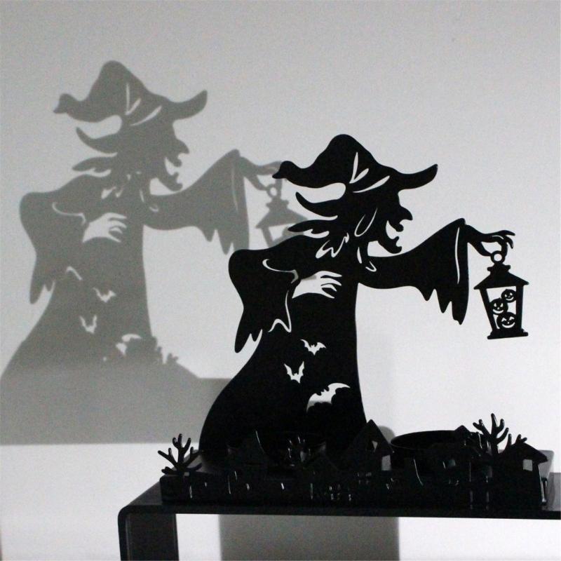 Witches Shape Iron Candle Holder,Witches Lamp Candle Stand for Halloween Party and Haunteds House Display