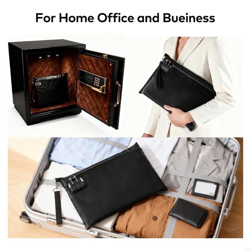 Fireproof Waterproof Document Bag With 3 Digit Password Lock For Secure Storage Passports And Valuables B03E CN