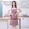 1pcs Women's Plaid Cotton Apron Waterproof Oil Resistant Breathable Kitchen Apron for Cooking Household Workwear Summer