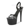 Damen Stiletto Schuhe Lackleder Transparent Schnalle Modische Sandalen 181 Serie 16,5cm Absatz 7cm Plateau LFD