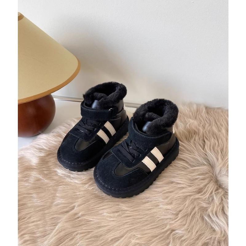 Koreanische version casual kinder schnee stiefel pelz integrierte verdickt samt baby baumwolle schuhe mädchen brot schuhe